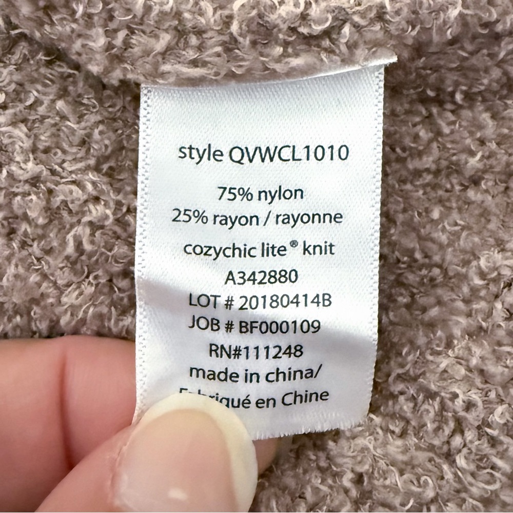 Barefoot Dreams Cozychic Lite Taupe Ribbed Short Sleeve Kimono Cardigan Large - Picture 9 of 10